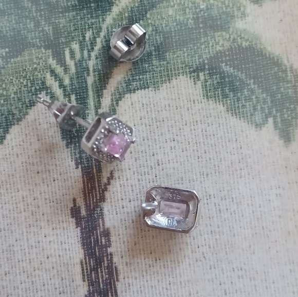 Pink Sapphire & Diamond Earrings in WG - Picture 3 of 4